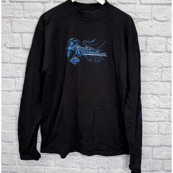 Harley-Davidson Other - Harley Davidson Long Sleeve Shirt Black Size 2X Greenville, SC Blue Flame Logo